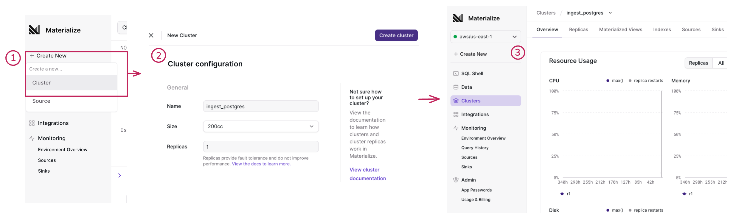 Image of the Create New Cluster flow