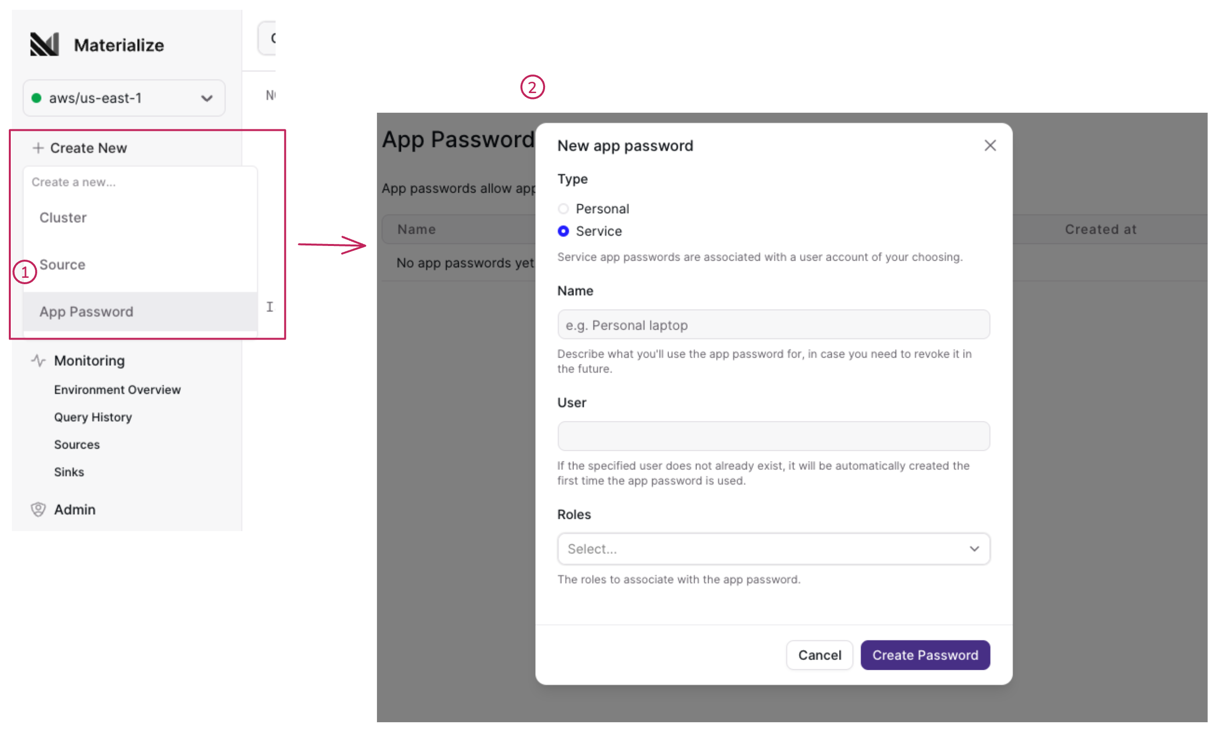 Image of the Create application
password