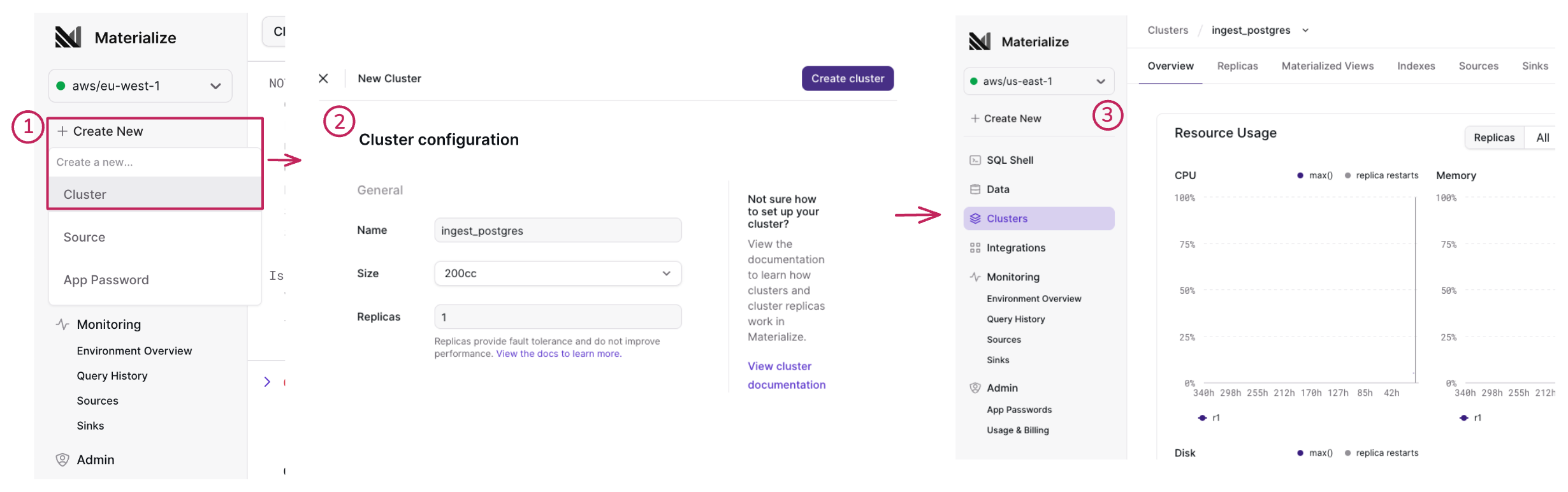 Image of the Create New Cluster flow