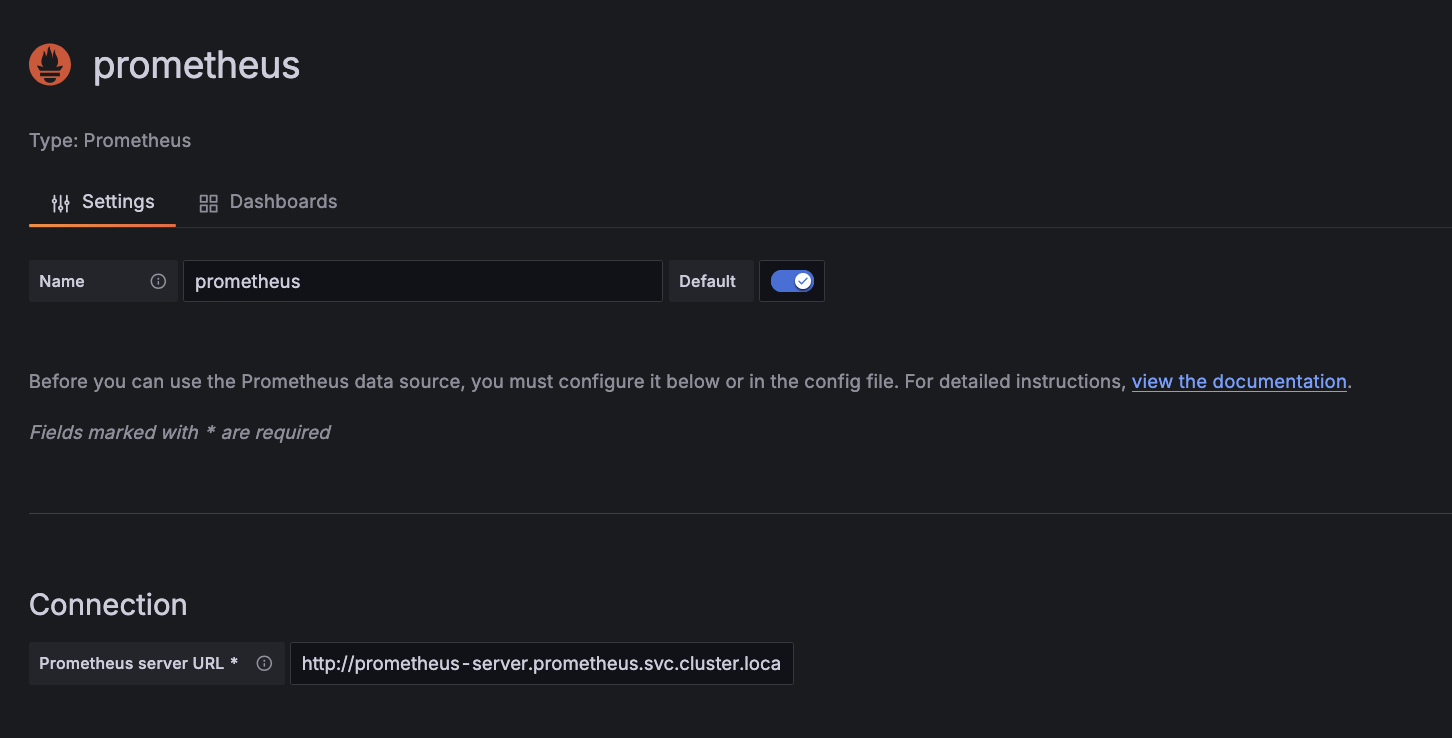 Image of Grafana datasource setup